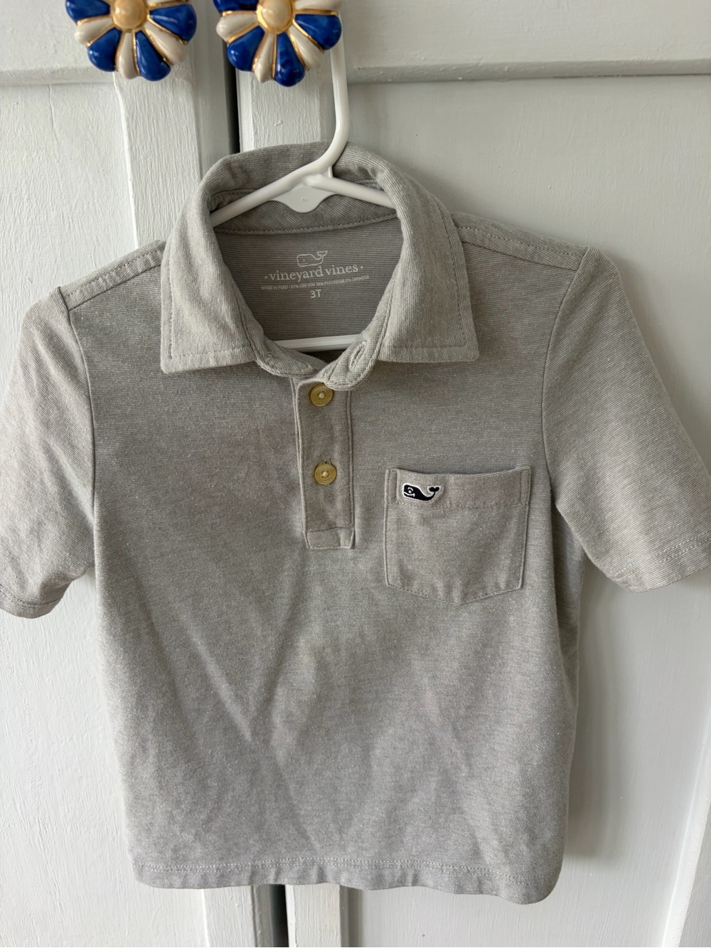 Vineyard Vines Light Gray Short Sleeve Pocket Polo 3T